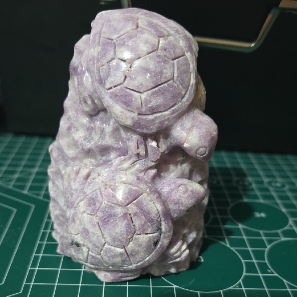 Sea Turtle Carving Lepidolite Mica